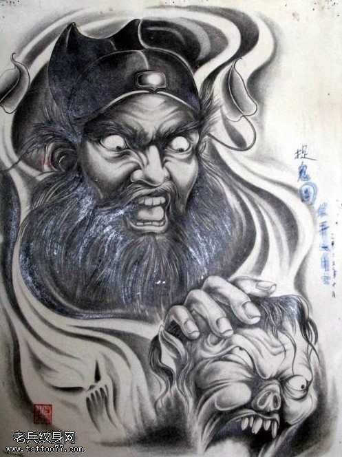 手稿霸气的钟馗cq9电子制图案