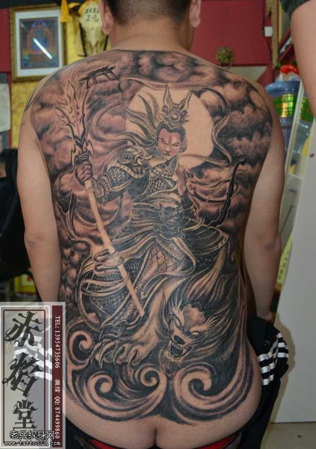 满背霸气二郎神和天狗cq9电子制图案