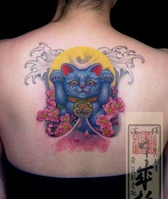 蓝色招财猫cq9电子制图案