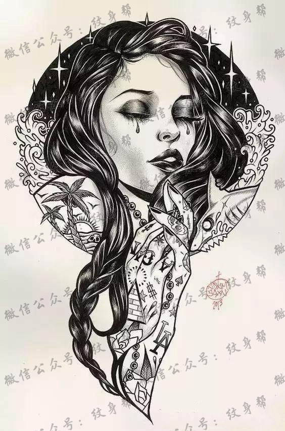 一列19篇欧美辣妹肖像cq9电子手稿制图案