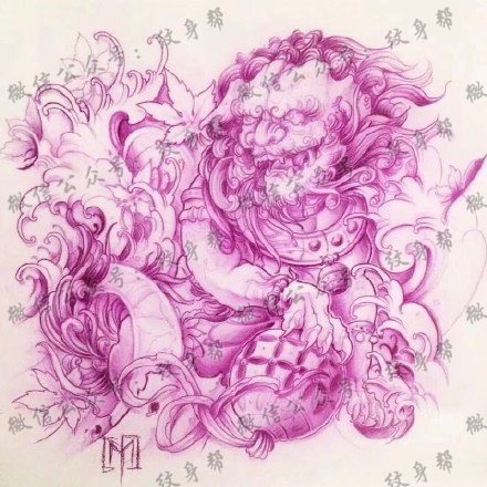 一套14篇唐狮福狮cq9电子手稿制图案素材