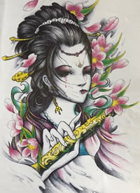 一波仕女艺妓的cq9电子手稿素材