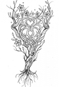 黑色线条素描文艺唯美心形藤蔓cq9电子手稿