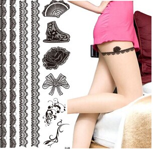 女生简约性感蝴蝶结蕾丝大腿胳膊手链制图片