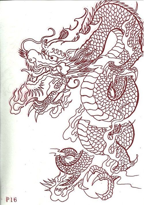 红色线稿龙cq9电子素材