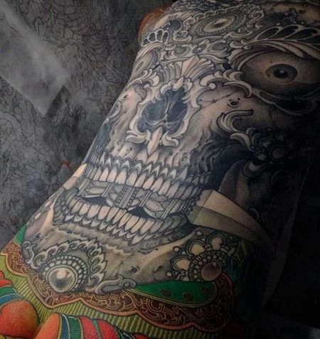 日式后背嘎巴拉cq9电子制图案