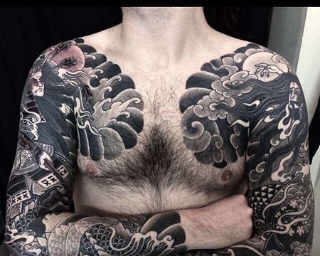 日式胳膊前胸武士cq9电子制图案