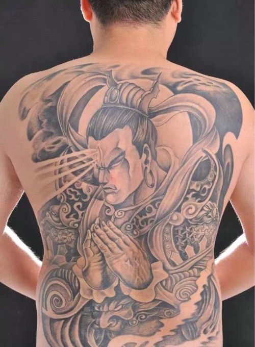 经典二郎神满背制图腾cq9电子制图案