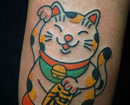 日式小腿招财猫cq9电子制图案