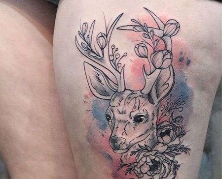 水彩大腿鹿cq9电子制图案