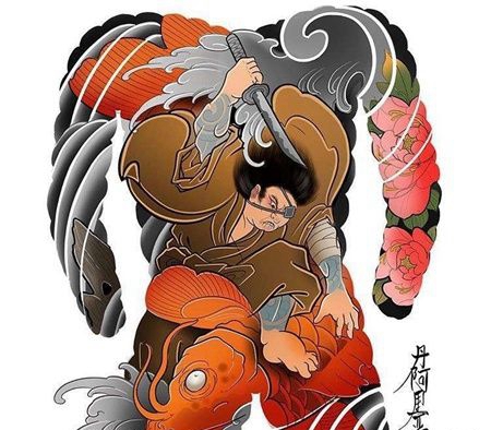 日式后背武士鲤鱼cq9电子制图案
