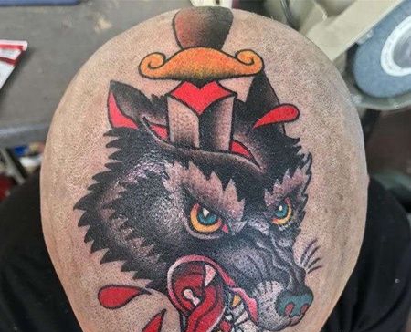 Old School头顶狼cq9电子制图案