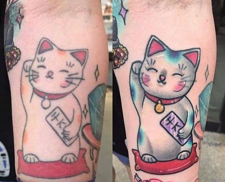 New School小臂招财猫cq9电子制图案
