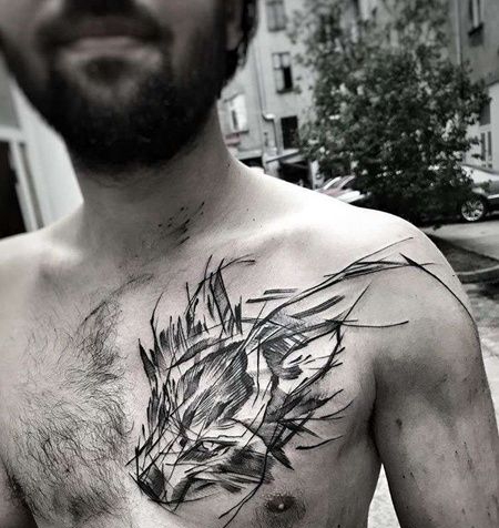 线条前胸狼cq9电子制图案