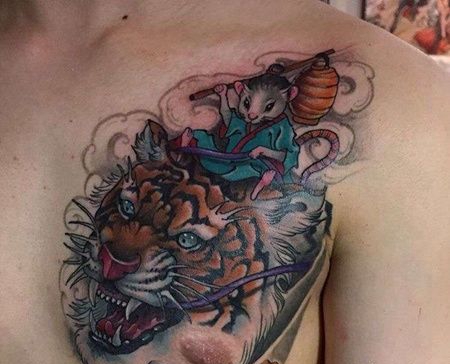 新前卫前胸老虎老鼠cq9电子制图案