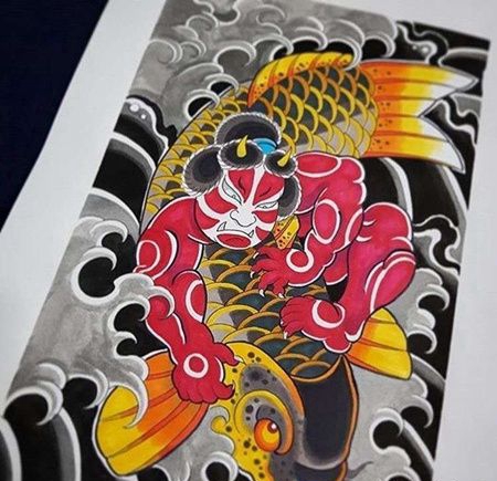 新前卫鲤鱼河童cq9电子制图案