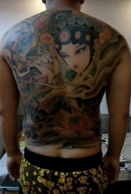 满背莲花和花旦彩绘cq9电子制图案