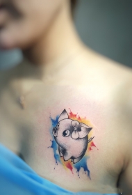 胸部清新小可爱卡通小猪cq9电子制图案