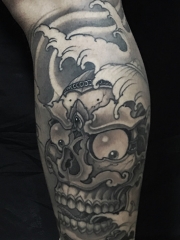 小腿个性嘎巴拉骷髅cq9电子制图案